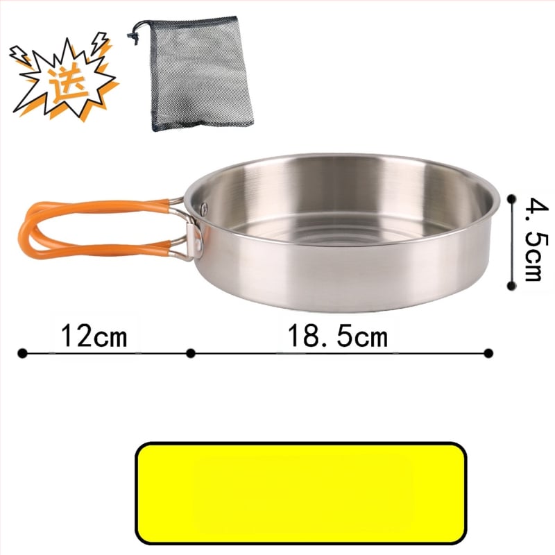 XLHW-156 Портативен комплект къмпинг съдове от неръждаема стомана: тиган, тенджера и чайник за 3–7 души (стил матрьошка)
