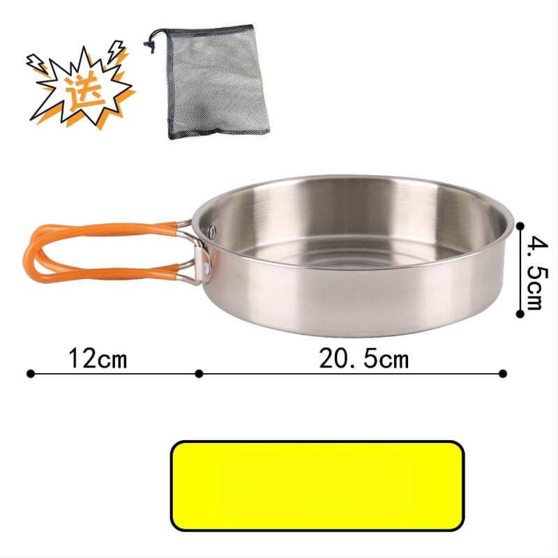 XLHW-156 Портативен комплект къмпинг съдове от неръждаема стомана: тиган, тенджера и чайник за 3–7 души (стил матрьошка)