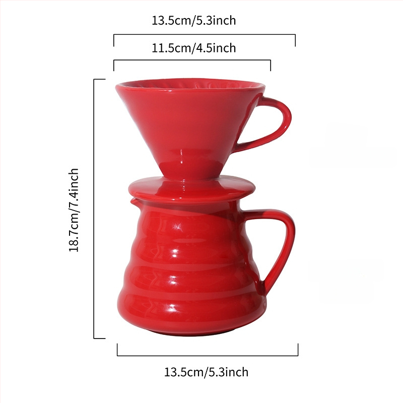 Σετ κεραμικών φλιτζανιών φίλτρου pour-over για καφέ με κωνικό σπειροειδές σχέδιο