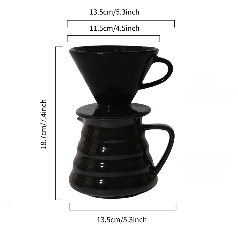 Σετ κεραμικών φλιτζανιών φίλτρου pour-over για καφέ με κωνικό σπειροειδές σχέδιο