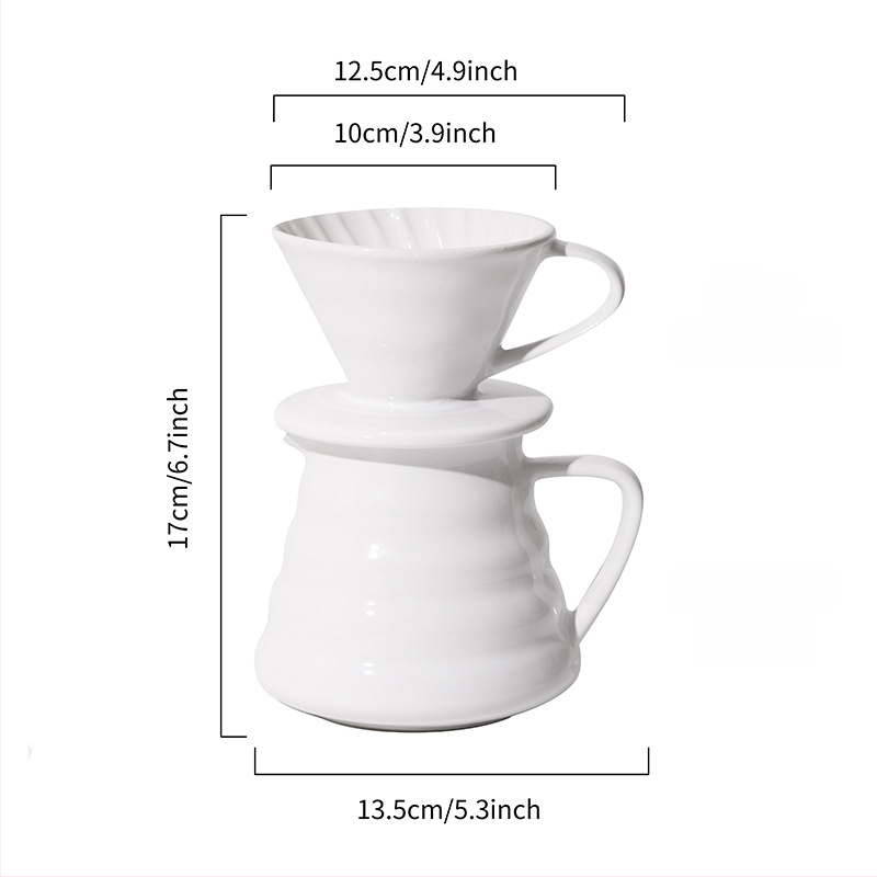 Σετ κεραμικών φλιτζανιών φίλτρου pour-over για καφέ με κωνικό σπειροειδές σχέδιο