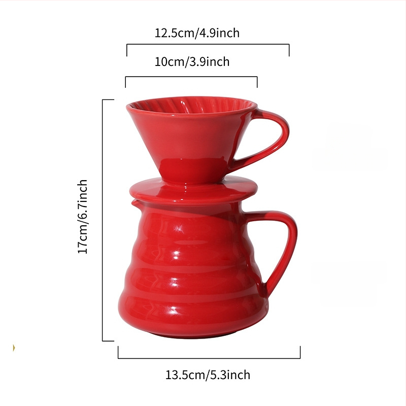 Σετ κεραμικών φλιτζανιών φίλτρου pour-over για καφέ με κωνικό σπειροειδές σχέδιο