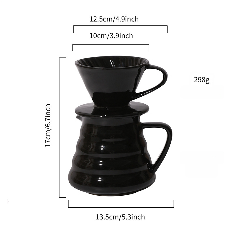 Σετ κεραμικών φλιτζανιών φίλτρου pour-over για καφέ με κωνικό σπειροειδές σχέδιο