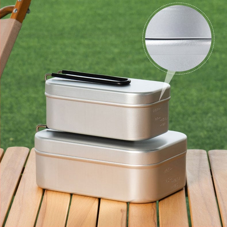 Къмпинг алуминиева ланч-бокс — преносим, двойна употреба, модел 0585, тегло 170 г, за 1–2 лица, алуминиева сплав