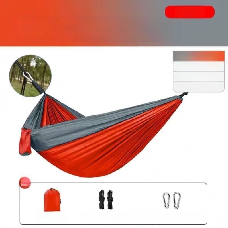 Хамак за къмпинг с мрежа против комари, бързодействащ, със стойка, парашютен плат, подходящ за единичен или двойен