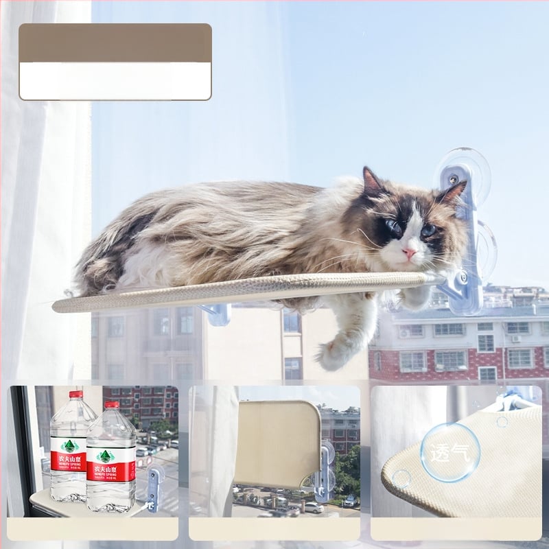 Разгъваем котешки хамак със вакуумно монтиране, дишащ плат, за вътрешна употреба, подходящ за всички сезони