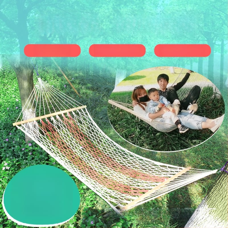 Хамак от памучно въже за вътрешно и външно ползване; максимален товар 130 кг; без стойка