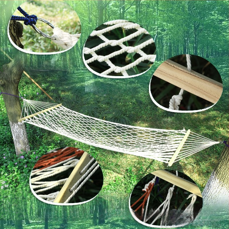 Хамак от памучно въже за вътрешно и външно ползване; максимален товар 130 кг; без стойка