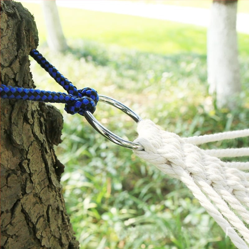 Хамак от памучно въже за вътрешно и външно ползване; максимален товар 130 кг; без стойка