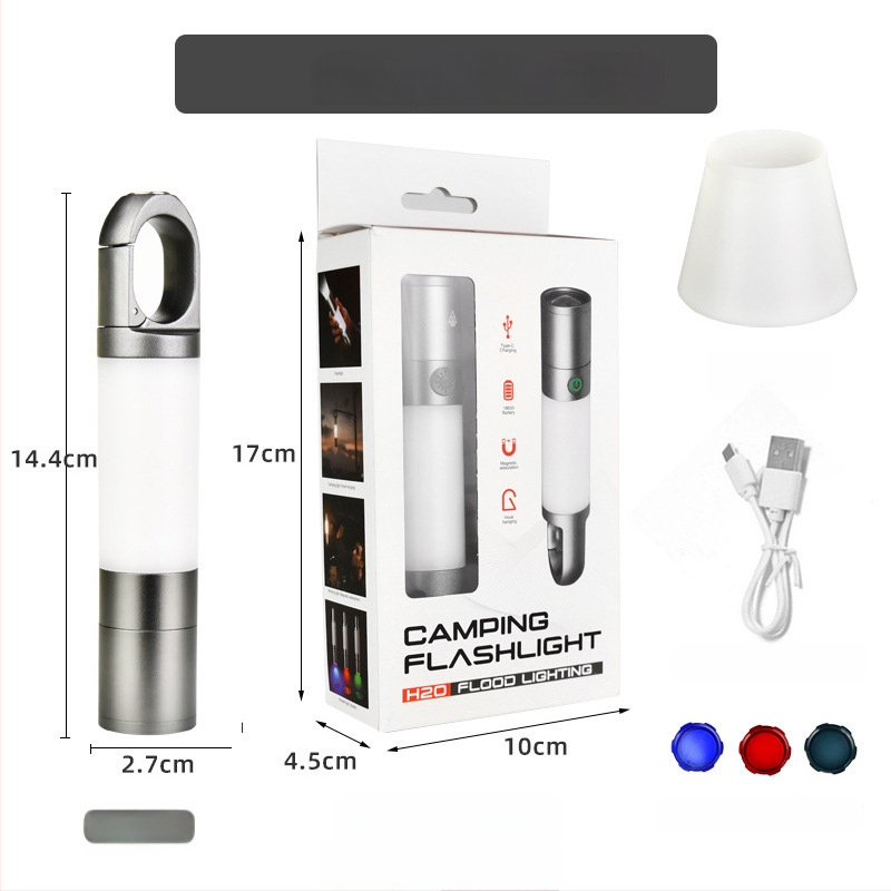 Xin Jiayi lanternă LED reîncărcabilă pentru camping cu lumină laterală COB — corp din aliaj de aluminiu, baterie 1200 mAh, rază >500 m, alimentare manuală