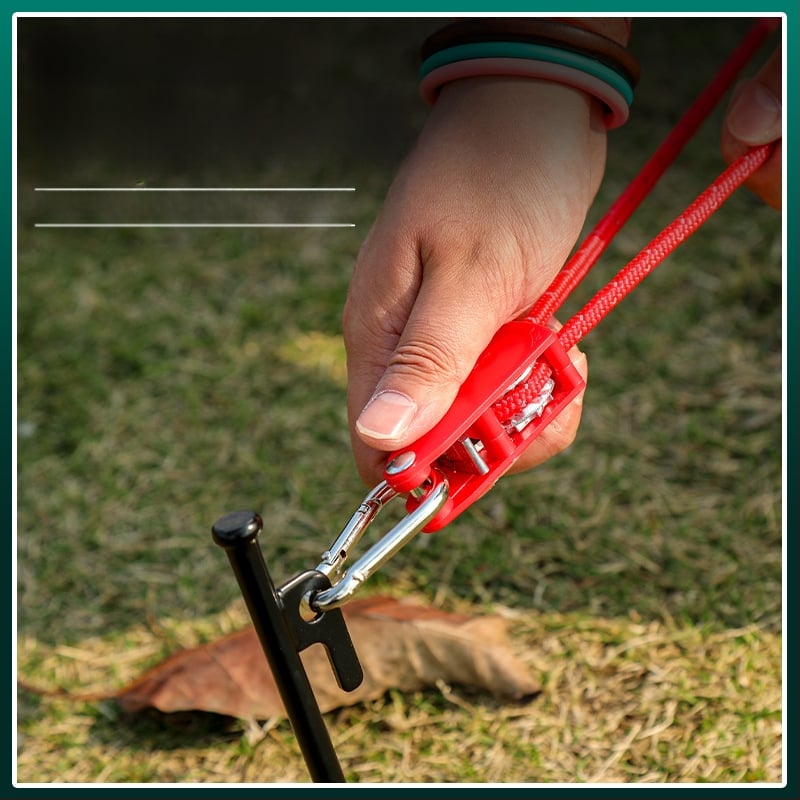 Buye Кампинг Метален Роликов Лост за Регулируемо Въжe за Навес и Палатка – Еластично Въжe с Кука и Катарама