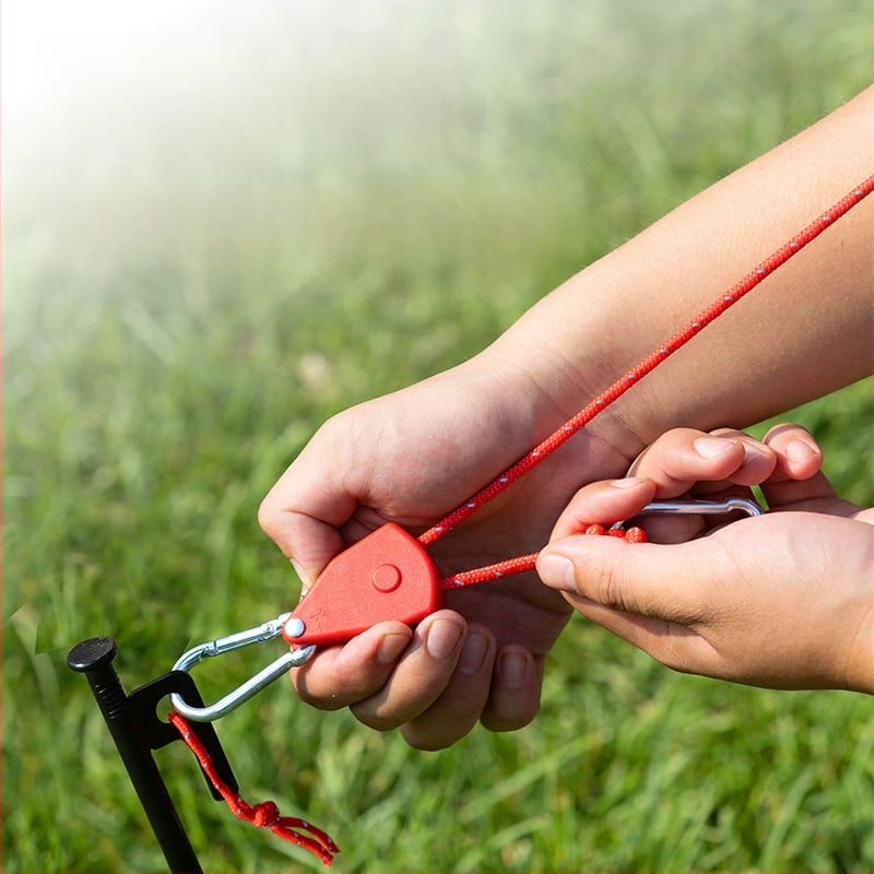 Въже за палатка с метална ролка за къмпинг на открито, регулируемо навесно въже, кукичка с катарама и еластичност