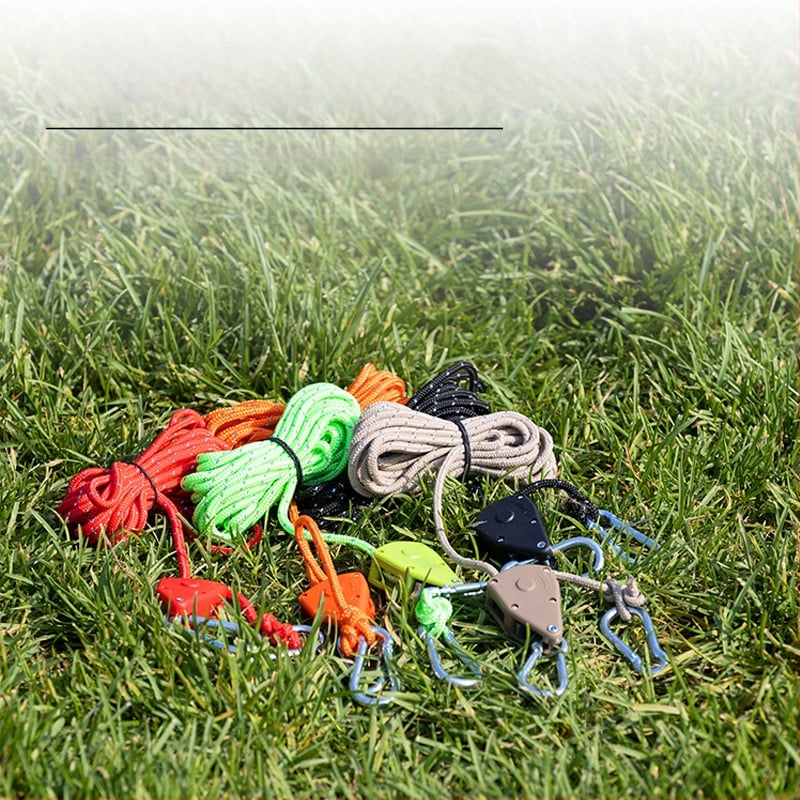 Въже за палатка с метална ролка за къмпинг на открито, регулируемо навесно въже, кукичка с катарама и еластичност
