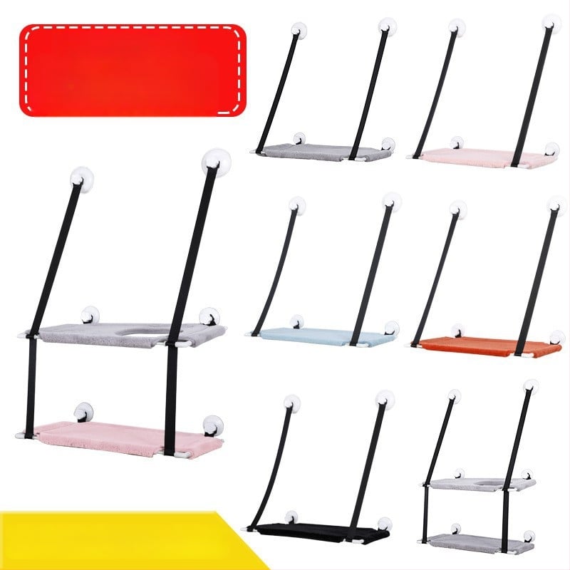 Хамак за котки с вендузи за прозореца, двойнослойно стенно закрепване за катерене и котешко гнездо