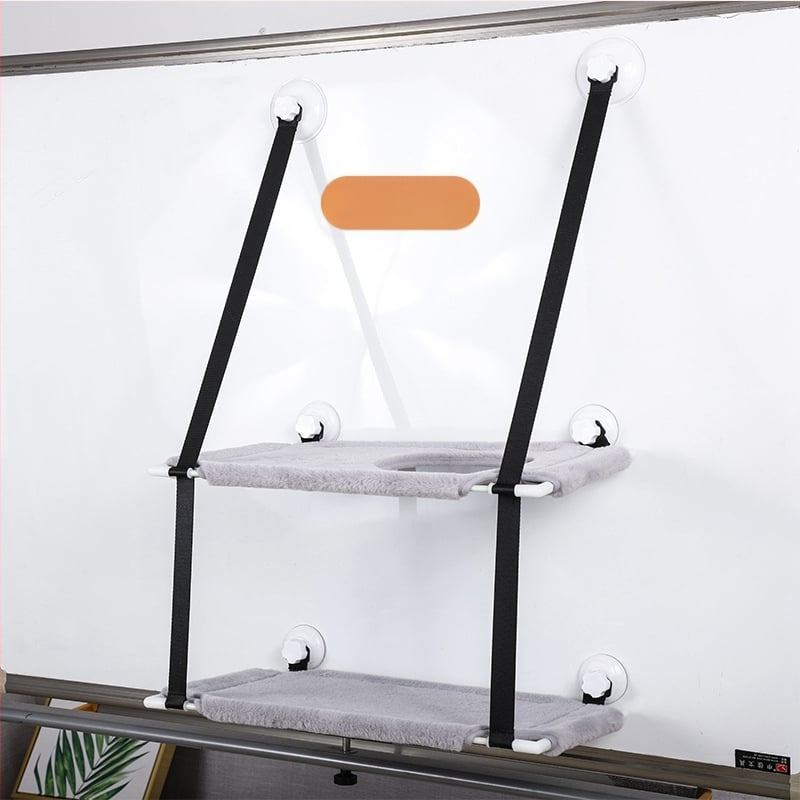 Хамак за котки с вендузи за прозореца, двойнослойно стенно закрепване за катерене и котешко гнездо