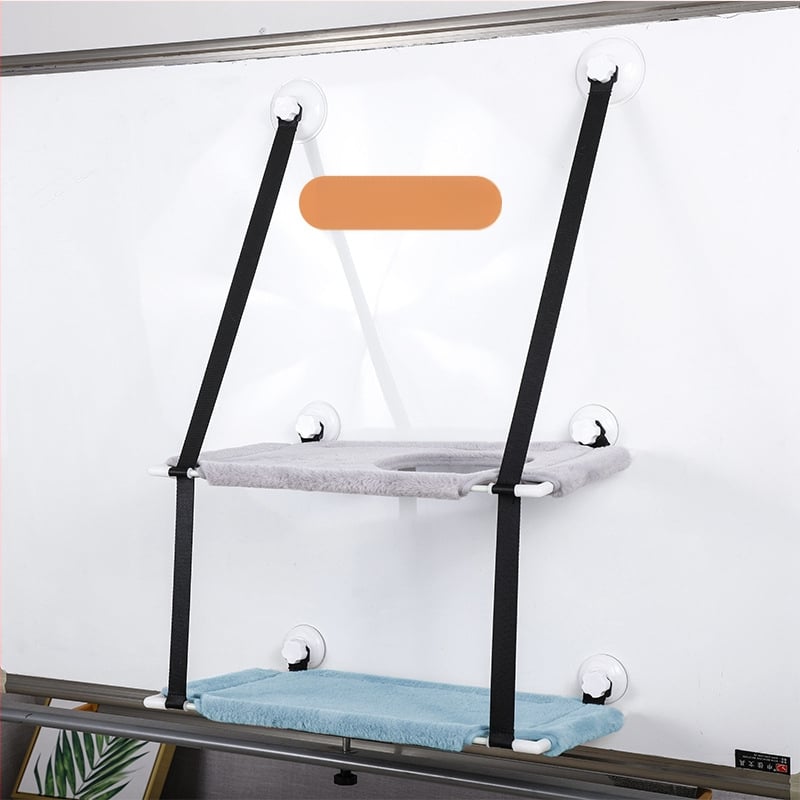 Хамак за котки с вендузи за прозореца, двойнослойно стенно закрепване за катерене и котешко гнездо