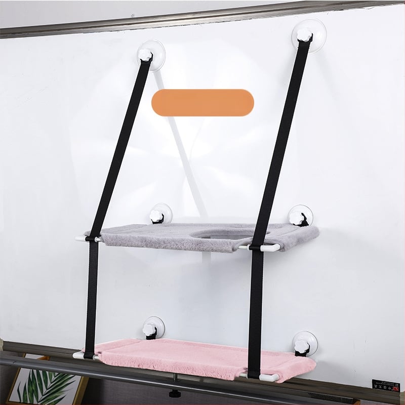 Хамак за котки с вендузи за прозореца, двойнослойно стенно закрепване за катерене и котешко гнездо