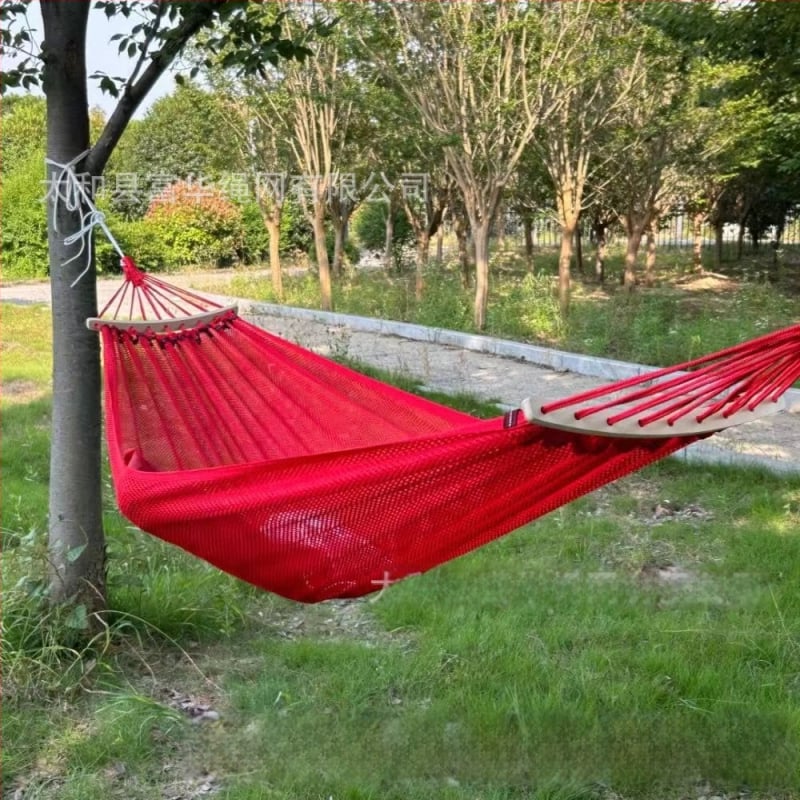 Хамак от ледено-ситова мрежеста тъкан, дишащ за външна употреба, носимост 250 кг, тегло 650 г