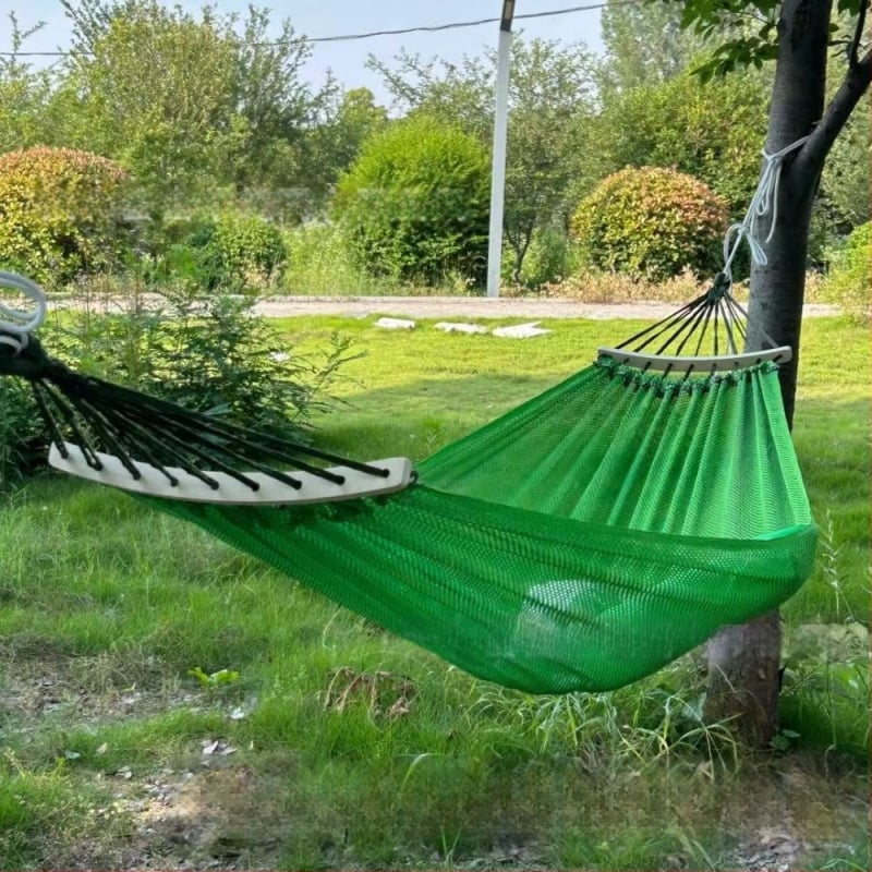 Хамак от ледено-ситова мрежеста тъкан, дишащ за външна употреба, носимост 250 кг, тегло 650 г