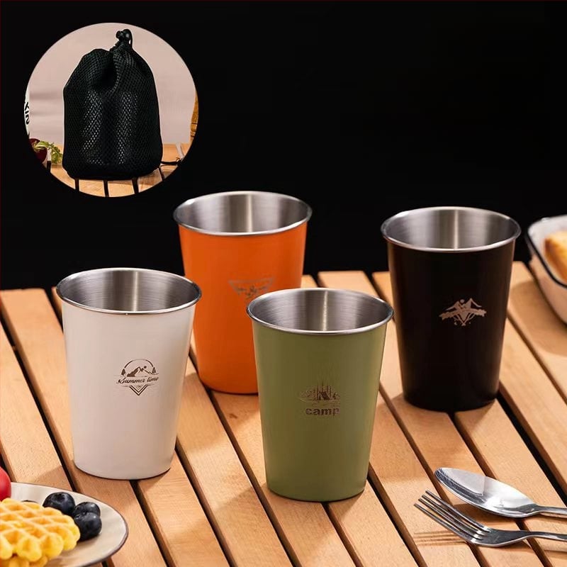 Къмпинг чаша за кафе от 304 неръждаема стомана, еднослойна, преносима • модел A300-350 • тегло 58 г • за 1 човек