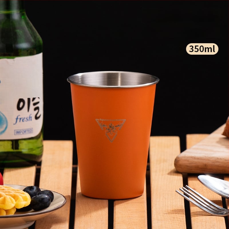 Къмпинг чаша за кафе от 304 неръждаема стомана, еднослойна, преносима • модел A300-350 • тегло 58 г • за 1 човек