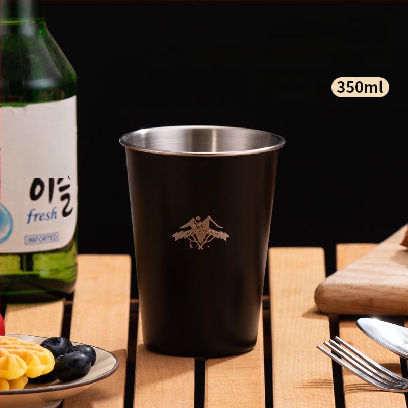 Къмпинг чаша за кафе от 304 неръждаема стомана, еднослойна, преносима • модел A300-350 • тегло 58 г • за 1 човек