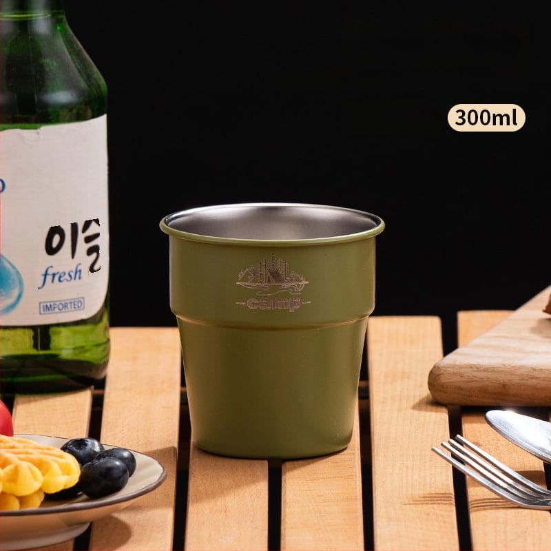 Къмпинг чаша за кафе от 304 неръждаема стомана, еднослойна, преносима • модел A300-350 • тегло 58 г • за 1 човек