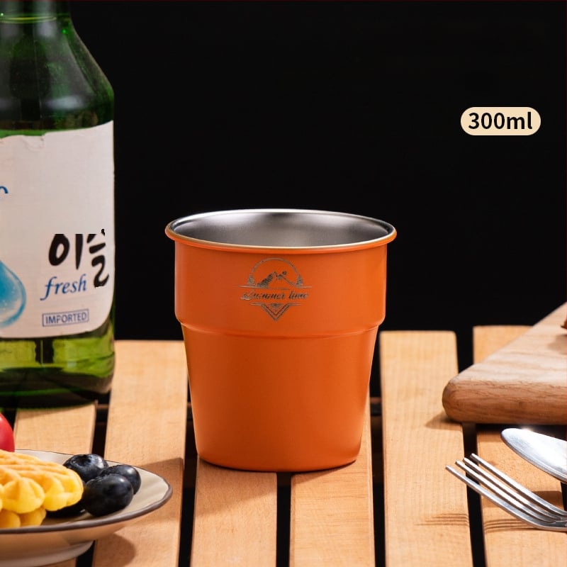 Къмпинг чаша за кафе от 304 неръждаема стомана, еднослойна, преносима • модел A300-350 • тегло 58 г • за 1 човек