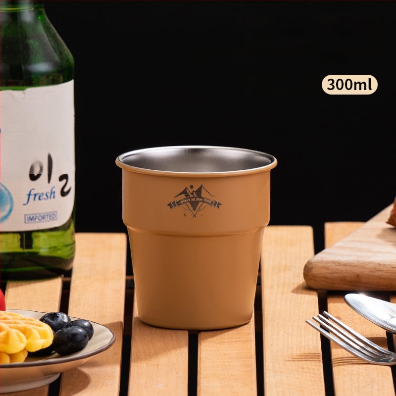 Къмпинг чаша за кафе от 304 неръждаема стомана, еднослойна, преносима • модел A300-350 • тегло 58 г • за 1 човек