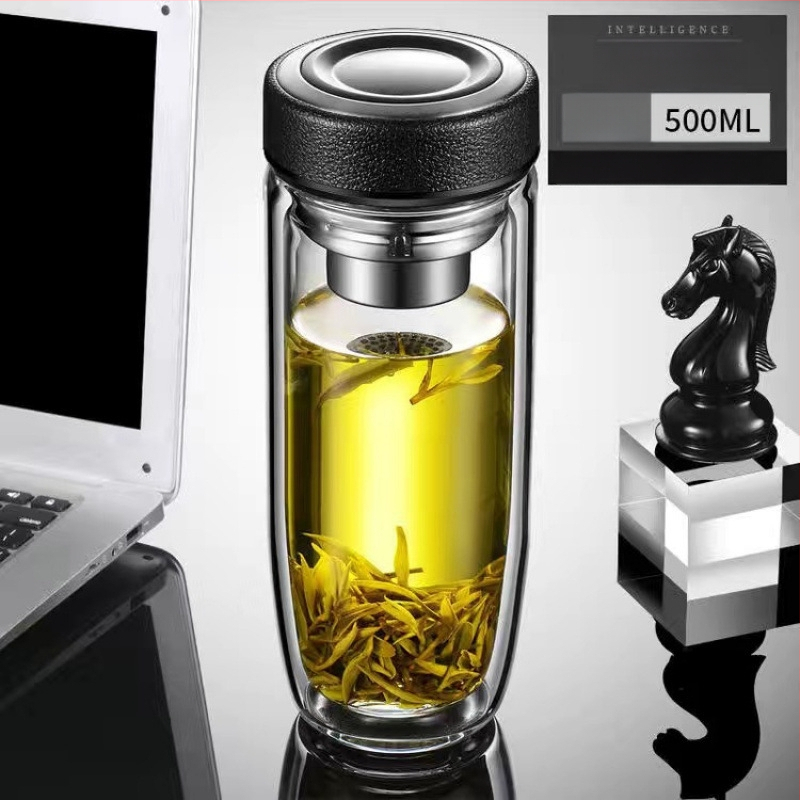 Ποτήρι νερού με διπλό τοίχωμα από θρεμοανθεκτικό γυαλί μποροσιλικό για αυτοκινητισμό; απλός σχεδιασμός χωρίς λαβή ή καπάκι; φινίρισμα αμμοβολής.