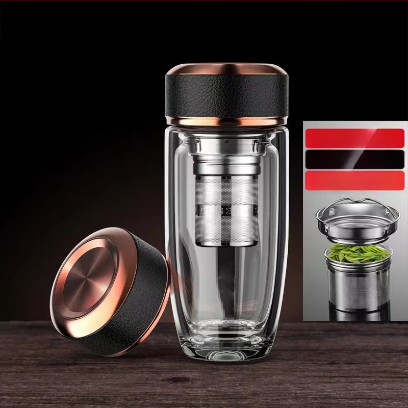 Ποτήρι νερού με διπλό τοίχωμα από θρεμοανθεκτικό γυαλί μποροσιλικό για αυτοκινητισμό; απλός σχεδιασμός χωρίς λαβή ή καπάκι; φινίρισμα αμμοβολής.