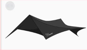 Kültéri kempingre alkalmas árnyékoló sátor pillangó alakú, Oxford szövet, 3000 mm vízállóság, kézi összeszerelés, vas váz