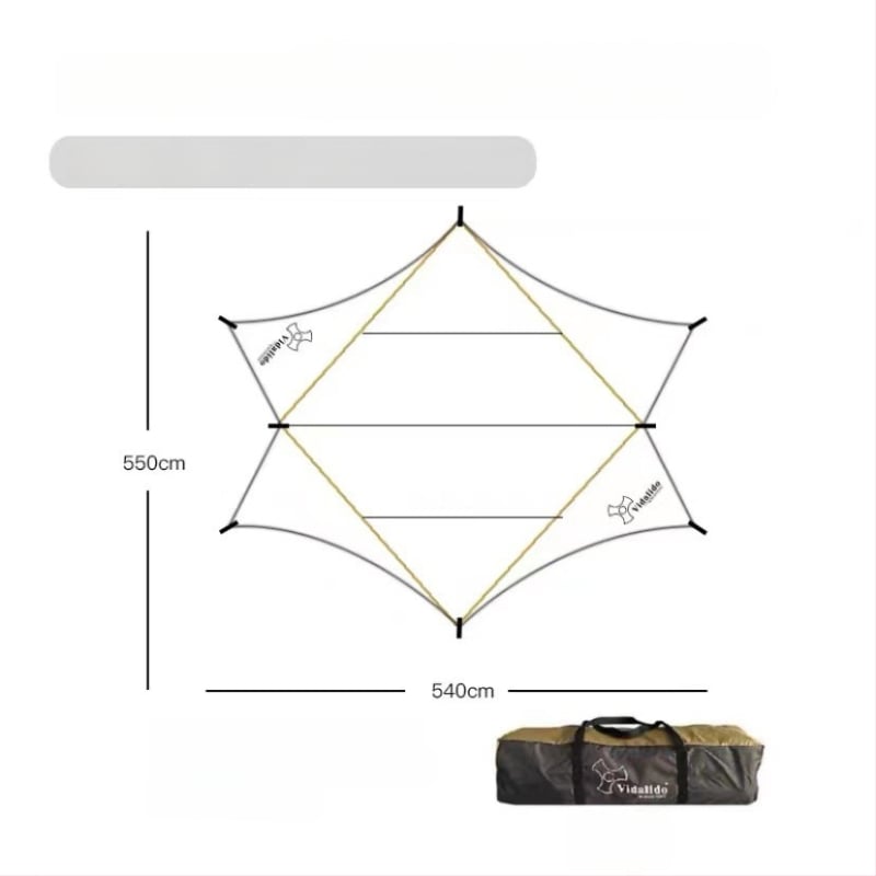 Kültéri kempingre alkalmas árnyékoló sátor pillangó alakú, Oxford szövet, 3000 mm vízállóság, kézi összeszerelés, vas váz