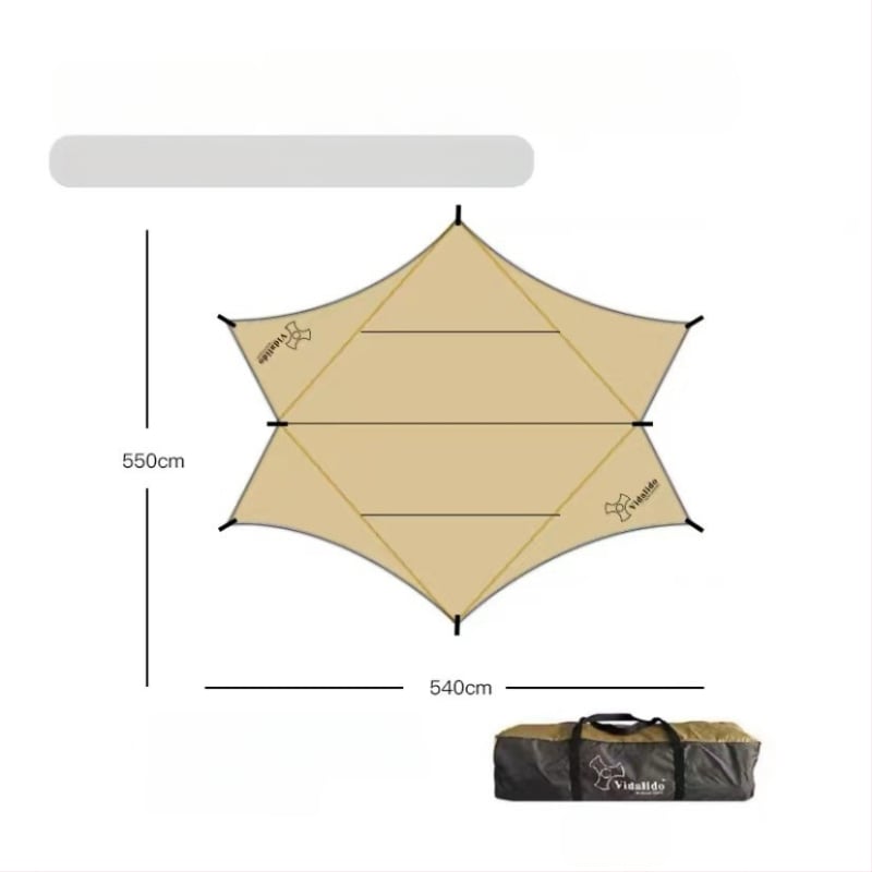 Kültéri kempingre alkalmas árnyékoló sátor pillangó alakú, Oxford szövet, 3000 mm vízállóság, kézi összeszerelés, vas váz