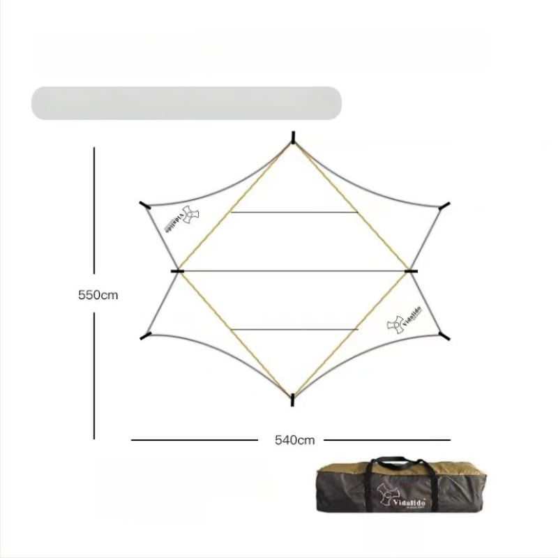 Kültéri kempingre alkalmas árnyékoló sátor pillangó alakú, Oxford szövet, 3000 mm vízállóság, kézi összeszerelés, vas váz