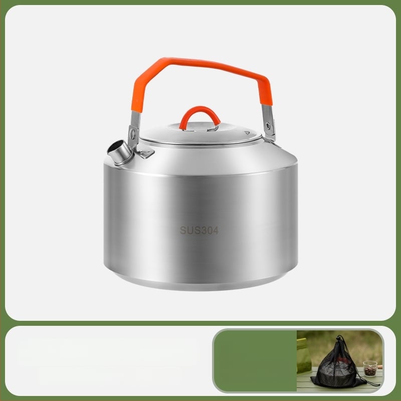 Комплект за къмпинг кухненски съдове от 304 неръждаема стомана, включва преносим воден котел и тиган, Модел 985