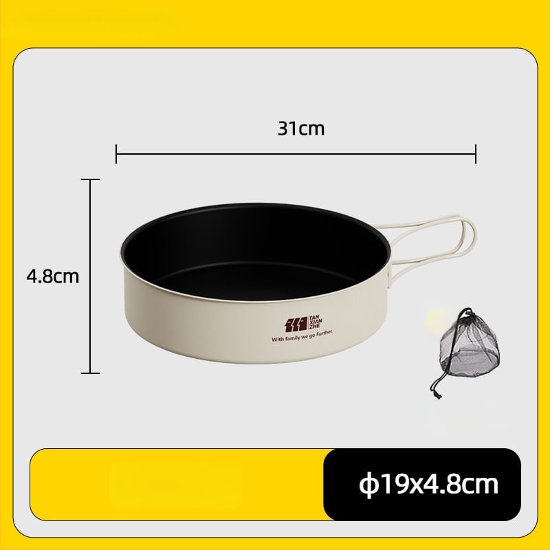 Набор съдове за къмпинг: тричленен комплект с походен котел и чайник (неръждаема стомана, преносим)