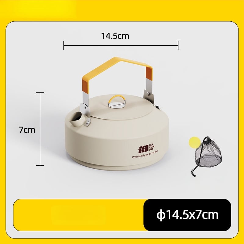 Набор съдове за къмпинг: тричленен комплект с походен котел и чайник (неръждаема стомана, преносим)
