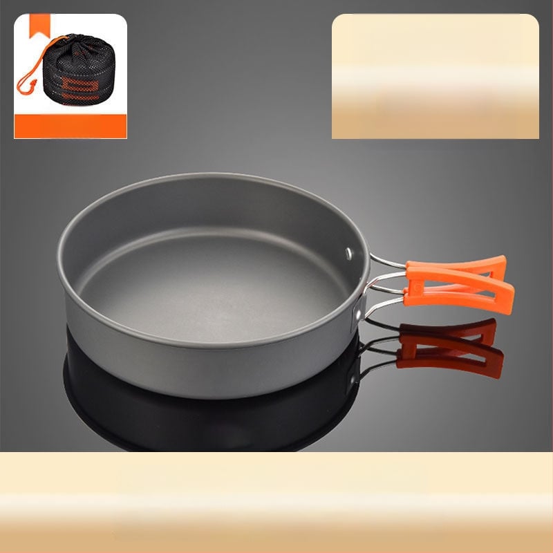 Портативен къмпинг комплект съдове за готвене, алуминиева сплав, за 3–5 човека, многофункционален (пържене/варене), възможност за печат на лого