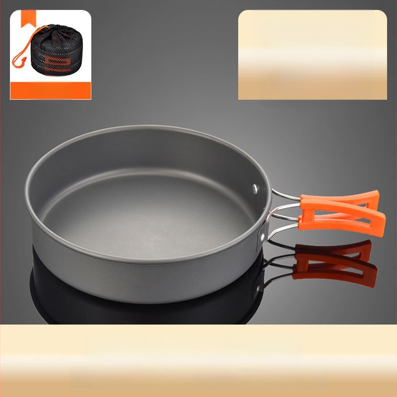 Портативен къмпинг комплект съдове за готвене, алуминиева сплав, за 3–5 човека, многофункционален (пържене/варене), възможност за печат на лого