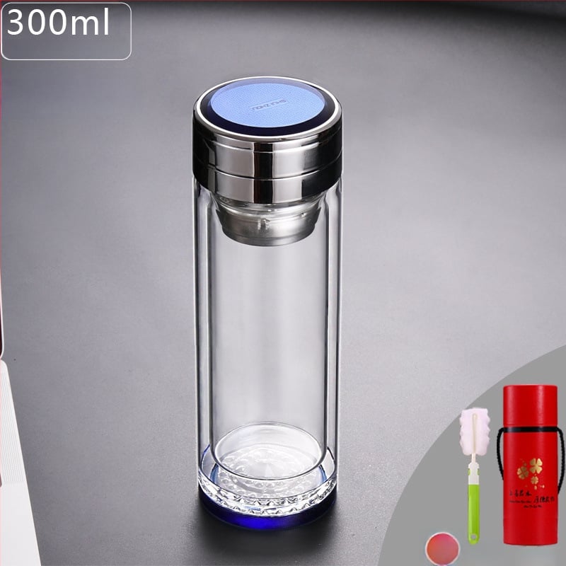 Κούπα τσαγιού με διπλό τοίχωμα από γυαλί, ευφυής μέτρηση θερμοκρασίας, πολυεπίπεδη κατασκευή, κινεζικού στυλ με καπάκι και χωρίς φίλτρο