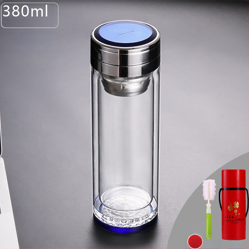 Κούπα τσαγιού με διπλό τοίχωμα από γυαλί, ευφυής μέτρηση θερμοκρασίας, πολυεπίπεδη κατασκευή, κινεζικού στυλ με καπάκι και χωρίς φίλτρο