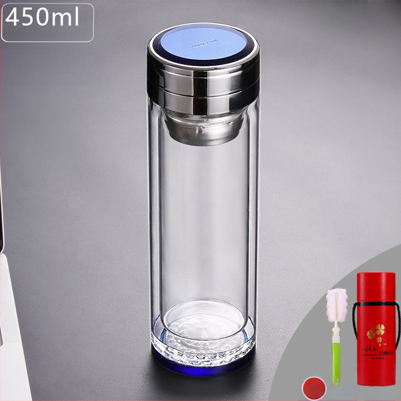 Κούπα τσαγιού με διπλό τοίχωμα από γυαλί, ευφυής μέτρηση θερμοκρασίας, πολυεπίπεδη κατασκευή, κινεζικού στυλ με καπάκι και χωρίς φίλτρο