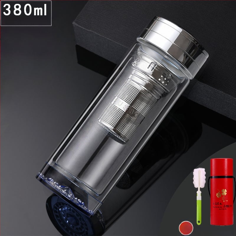 Κούπα τσαγιού με διπλό τοίχωμα από γυαλί, ευφυής μέτρηση θερμοκρασίας, πολυεπίπεδη κατασκευή, κινεζικού στυλ με καπάκι και χωρίς φίλτρο