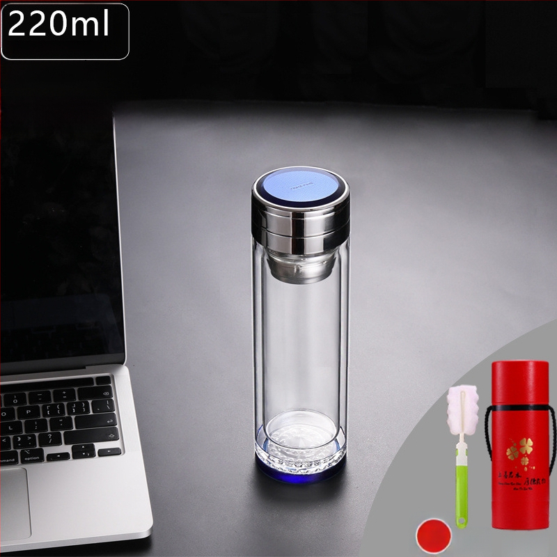 Κούπα τσαγιού με διπλό τοίχωμα από γυαλί, ευφυής μέτρηση θερμοκρασίας, πολυεπίπεδη κατασκευή, κινεζικού στυλ με καπάκι και χωρίς φίλτρο