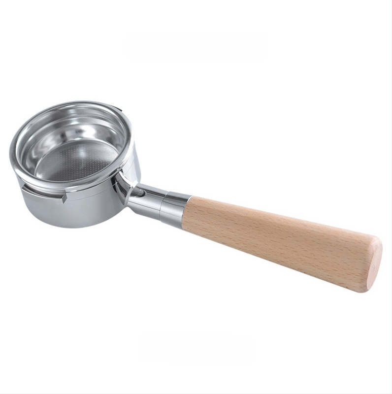 KLAM λαβή πορταφίλτρου χωρίς κάτω για μηχανές καφέ, σώμα από ανοξείδωτο χάλυβα 304, διπλό αυτί, μοντέρνο μινιμαλιστικό στυλ