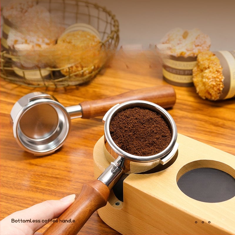 KLAM λαβή πορταφίλτρου χωρίς κάτω για μηχανές καφέ, σώμα από ανοξείδωτο χάλυβα 304, διπλό αυτί, μοντέρνο μινιμαλιστικό στυλ