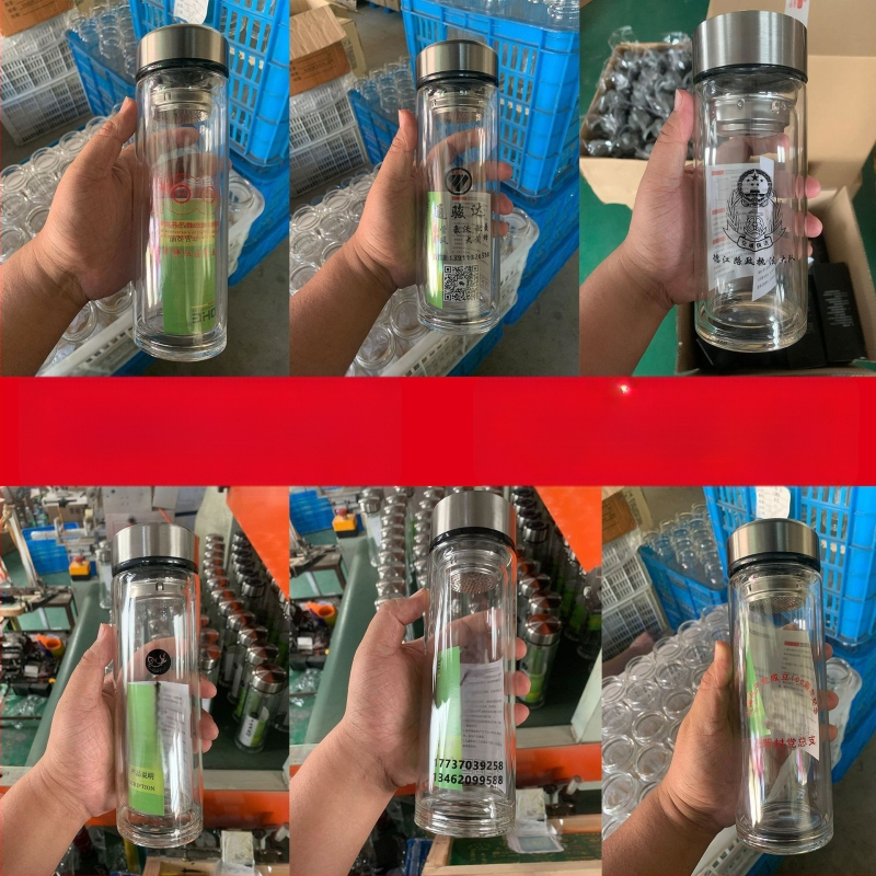 Ποτήρι γυαλιού με διπλό τοίχωμα, έξυπνη μέτρηση θερμοκρασίας, φίλτρο τσαγιού, από γυαλί υψηλής αντοχής, στεγανοποιημένο