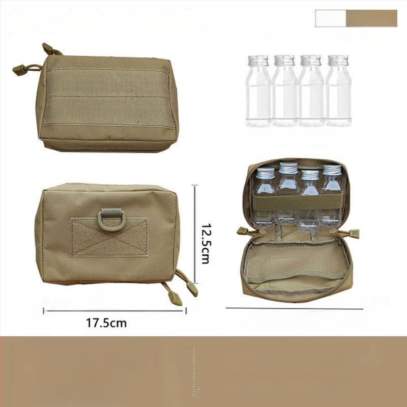 Преносим комплект за къмпинг кухненски прибори от неръждаема стомана – многофункционален комплект съдове с нож, вилица и лъжица и чанта за подправки