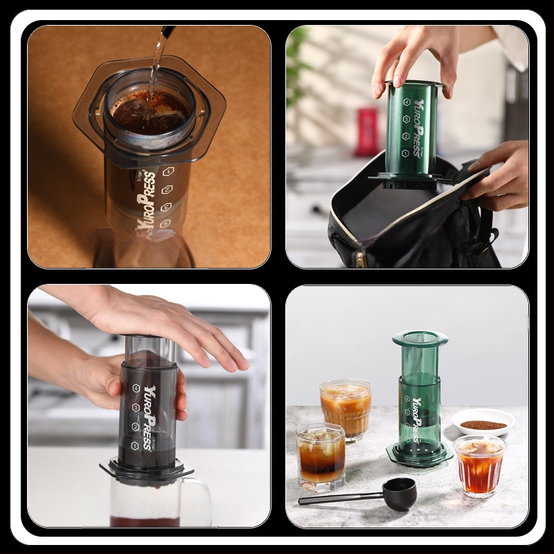 ComeMore Χειροκίνητη Καφετιέρα με Tritan σώμα, πίεση-ενισχυμένη, φορητή για εξωτερική παρασκευή